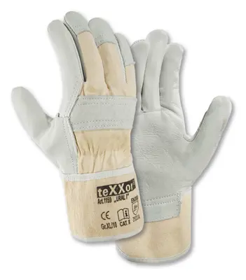 teXXor Rindvollleder-Handschuhe URAL I Leder natur/Drell Weiß (1159)