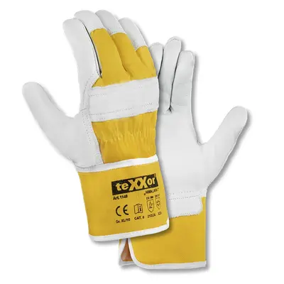 teXXor Rindvollleder-Winterbauhandschuhe HIMALAYA I Leder natur/Drell Gelb (1148)