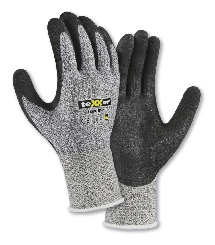 teXXor Schnittschutz-Handschuhe NITRIL E Grau meliert/Schwarz (2429)