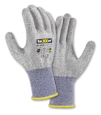 teXXor Schnittschutz-Strickhandschuhe BLACK CUT C ohne Beschichtung Grau-meliert/Blau (2612)