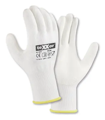 teXXor Schnittschutz-Strickhandschuhe PU-BESCHICHTUNG Weiß/Weiß (2415)