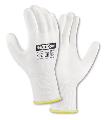teXXor Schnittschutz-Strickhandschuhe PU-BESCHICHTUNG Weiß/Weiß (2417)