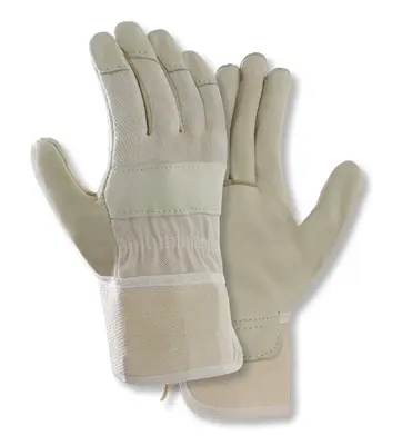 teXXor Schweinsvollleder-Handschuhe DAMEN-PAWA Leder Gelb, Drell Weiß (1137)