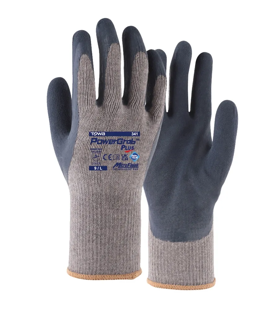 TOWA Baumwoll-/Polyester-Strickhandschuhe PowerGrab Plus Grau/Blau (2230)