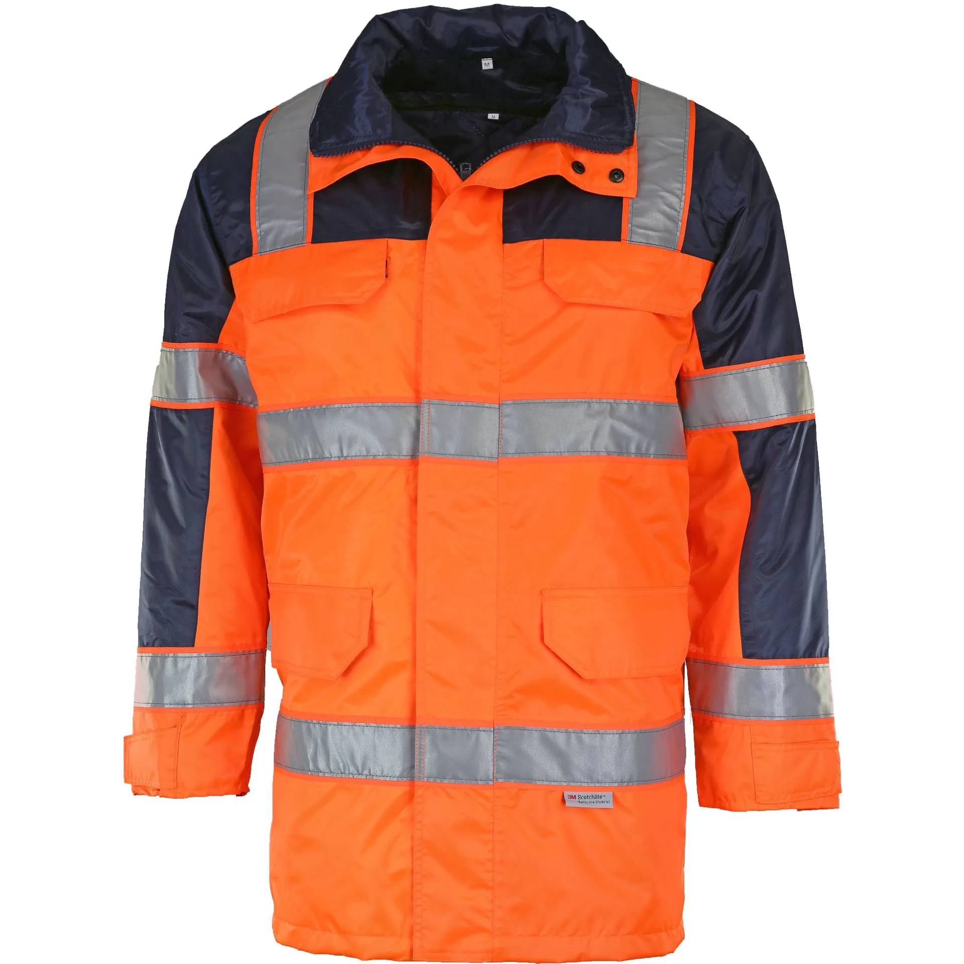 Asatex Warnschutz-Parka Langform 3380L leuchtorange/dunkelblau