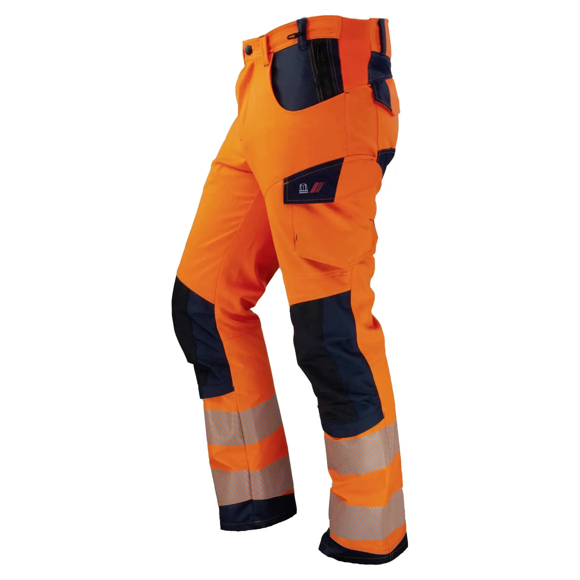 Asatex Warnschutz Stretch-Bundhose 4182BH leuchtorange/dunkelblau