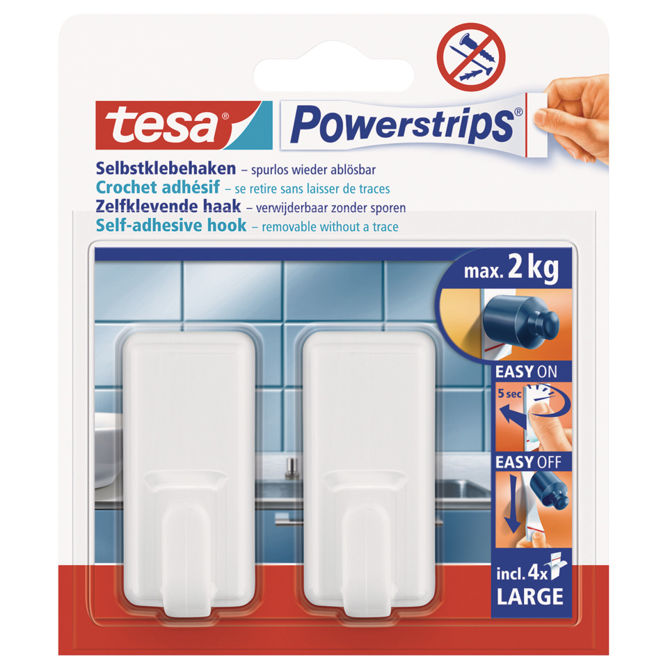 Powerstrips® Systemhaken - ablösbar, classic, Tragfähigkeit 2 kg, weiß