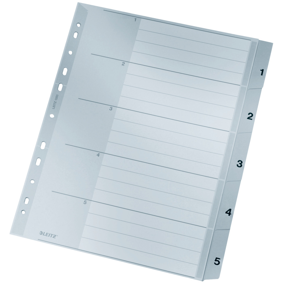 1283 Zahlenregister - 1-5, PP, A4 Überbreite, 5 Blatt, grau