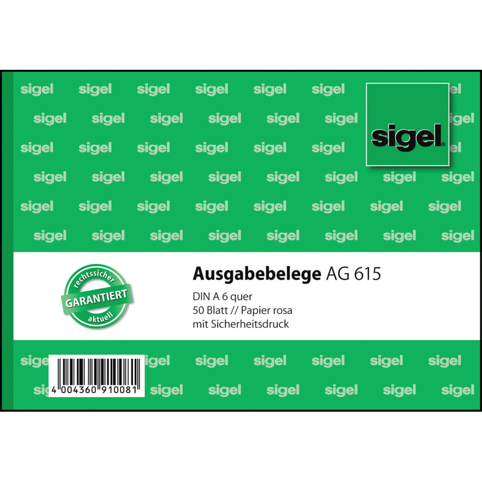 Ausgabebelege - A6 quer, Papier rosa, mit Sicherheitsdruck, 50 Blatt