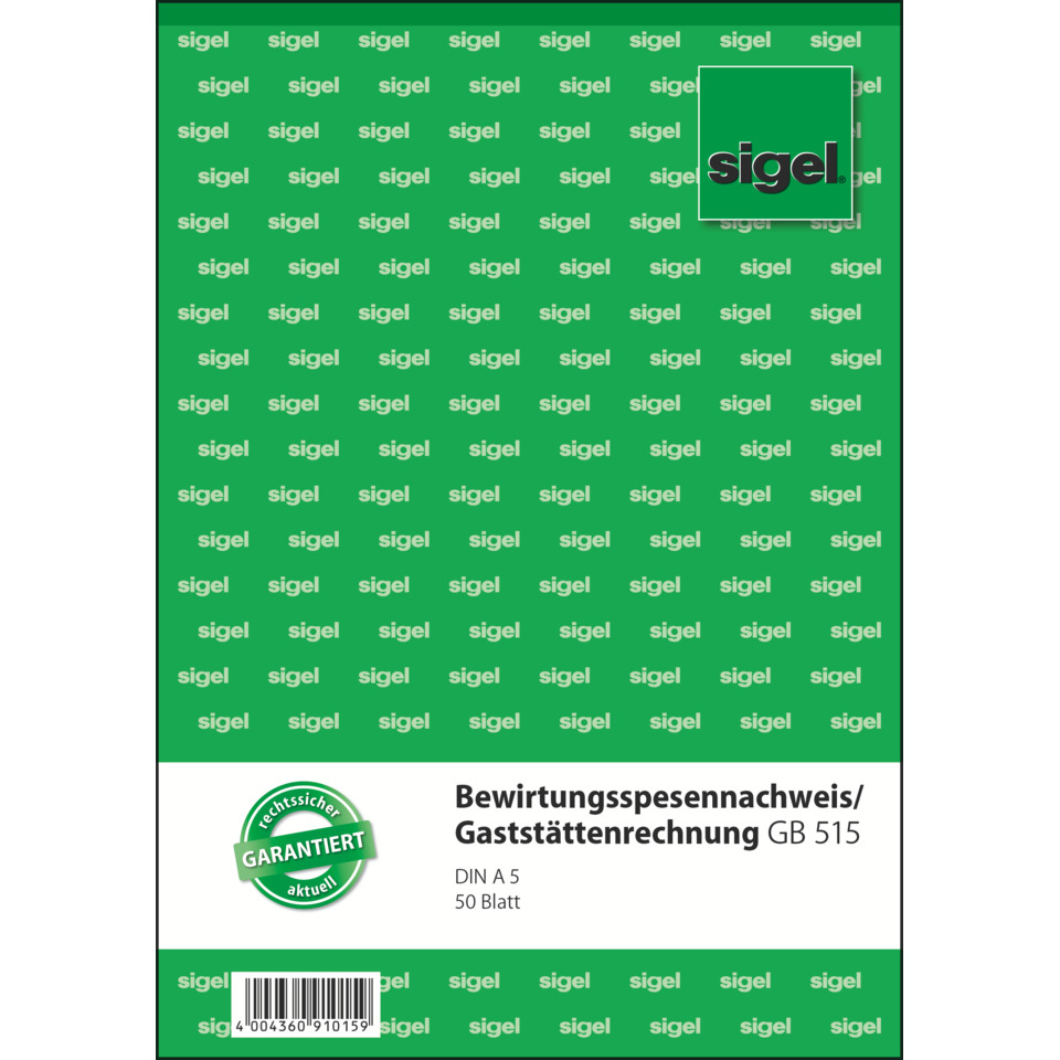 Bewirtungsspesennachweis/Gaststättenrechnung - A5, 2seitig bedruckt, MP, 50 Blatt