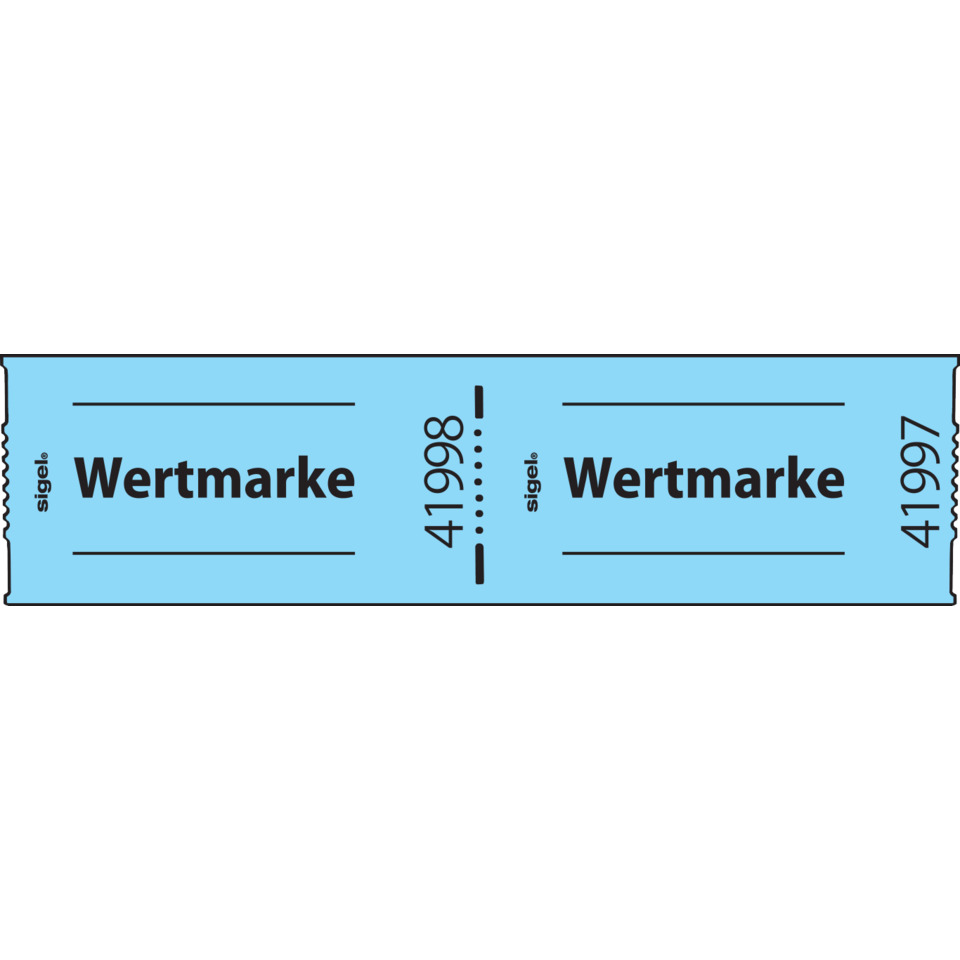 Gutscheinmarken-Rollen »Wertmarke« - blau, fortlaufend nummeriert, 60x30 mm, 500 Stück