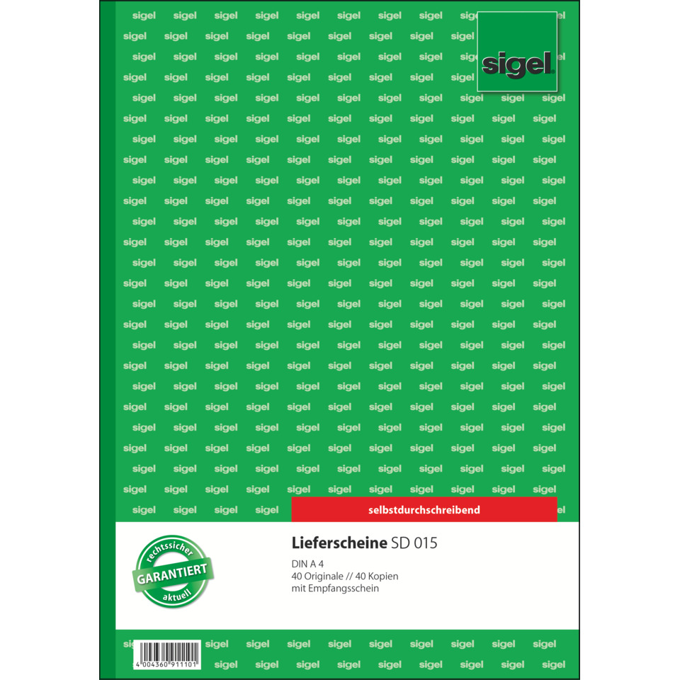 Lieferscheine mit Empfangsschein - A4, 1. und 2. Blatt bedruckt, SD, MP, 2 x 40 Blatt