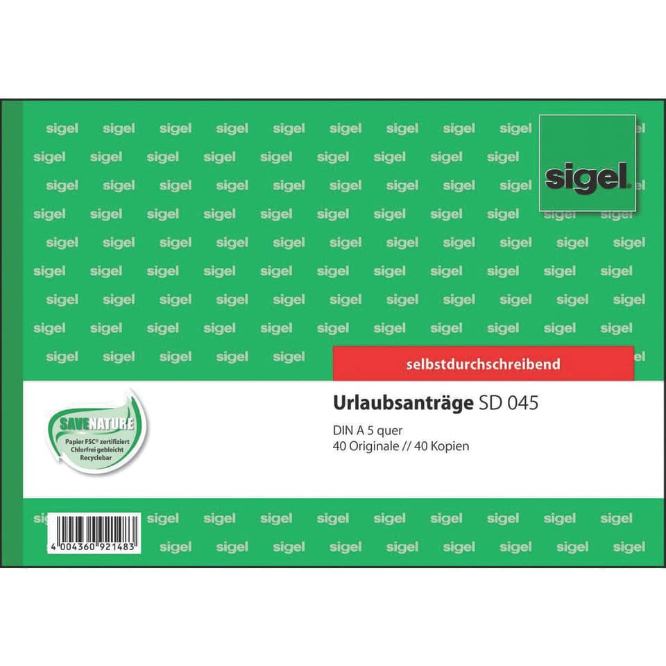 Urlaubsanträge - A5 quer, 1. und 2. Blatt bedruckt, SD, MP, 2 x 40 Blatt