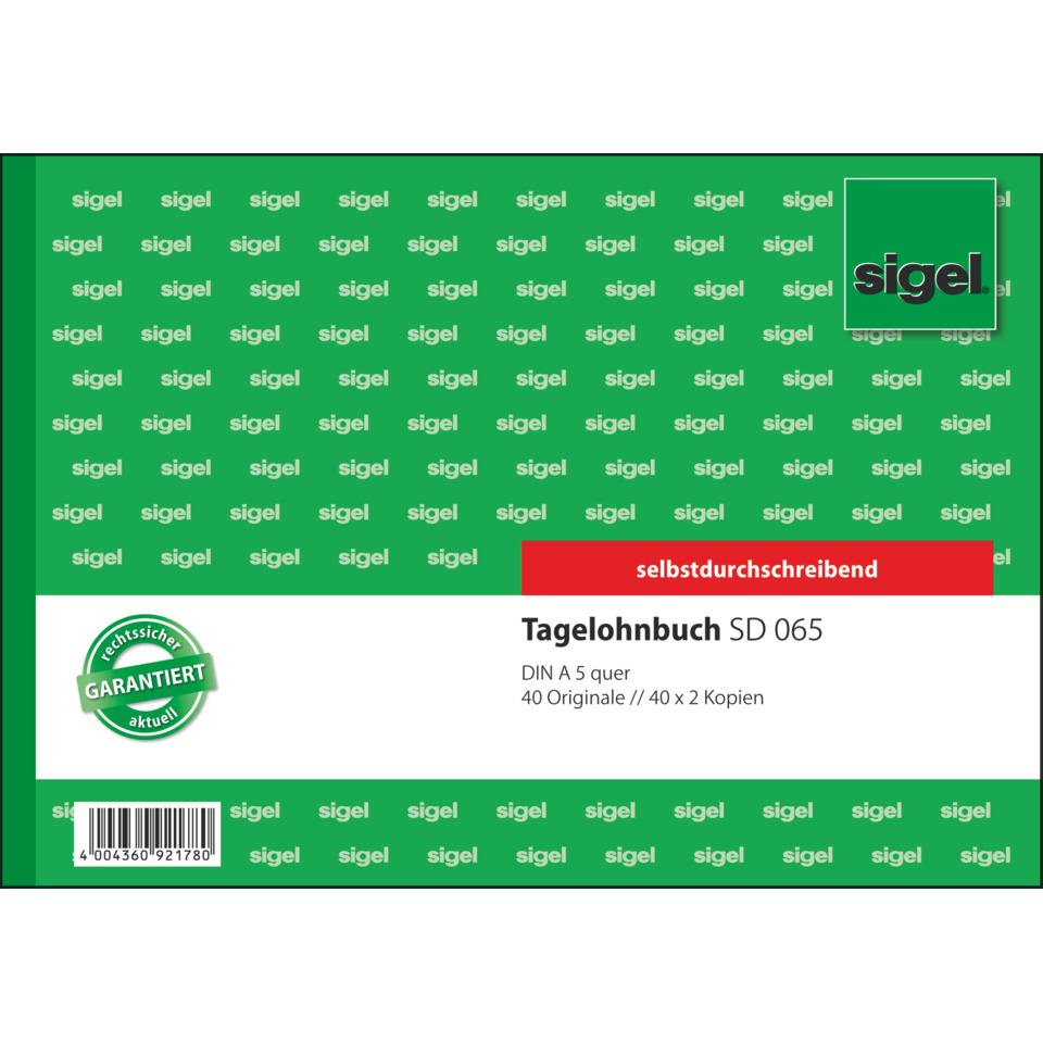 Tagelohnbuch - A5 quer, 1., 2. und 3. Blatt bedruckt, SD, MP, 3 x 40 Blatt