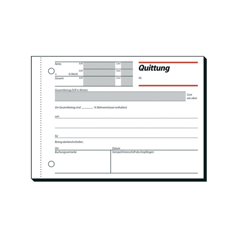 Quittungen mit Sicherheitsdruck - A6 quer, MP, 50 Blatt