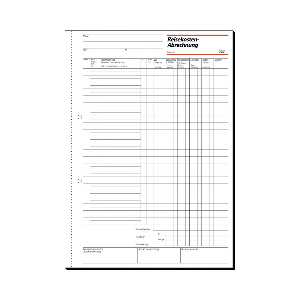 Reisekostenabrechnungen monatlich - A4, SD, MP, 50 Blatt