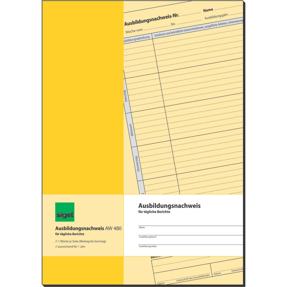 Ausbildungsnachweis täglich - A4, 28 Blatt