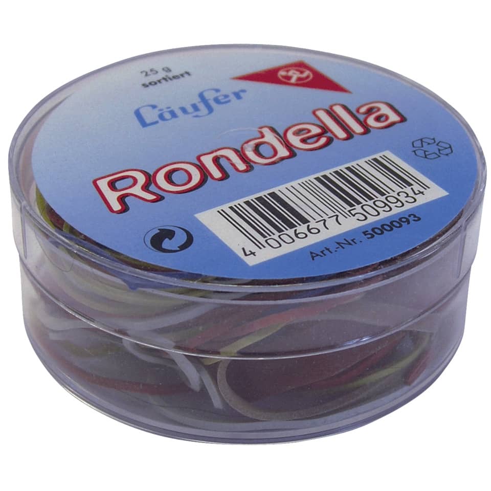 RONDELLA Gummiringe in der Dose - Ø65mm, 25g, rot