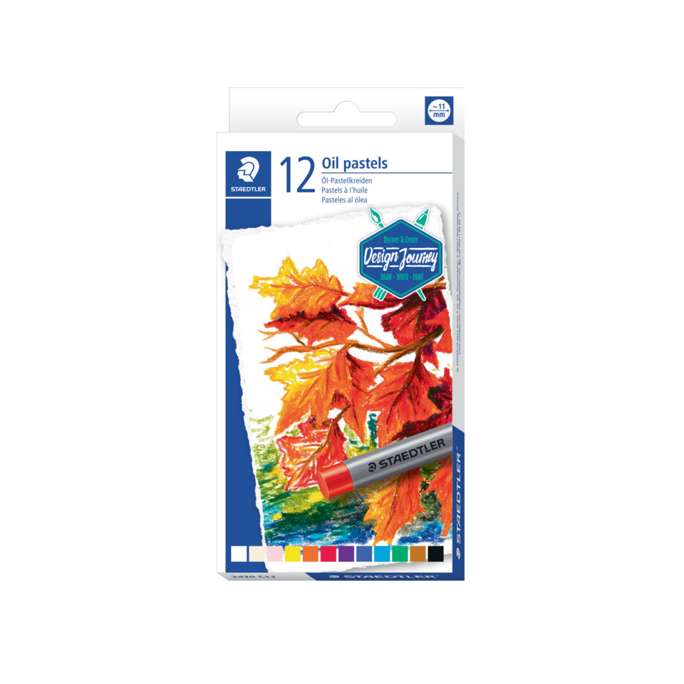 Öl-Pastellkreide karat® - 11 x 70 mm, sortiert, Kartonetui mit 12 Farben