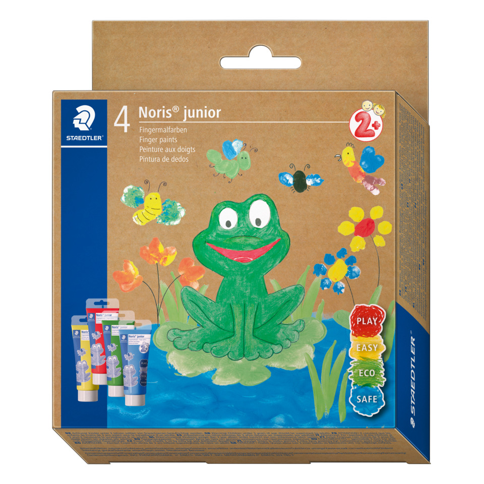 Fingerfarbe Noris Club®, sortiert, Kunststoff-Töpfchen - 4 x 100 ml