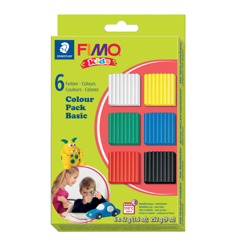 Modelliermasse FIMO® kids Colour pack - basic, Kunststoff, 6 x 42g