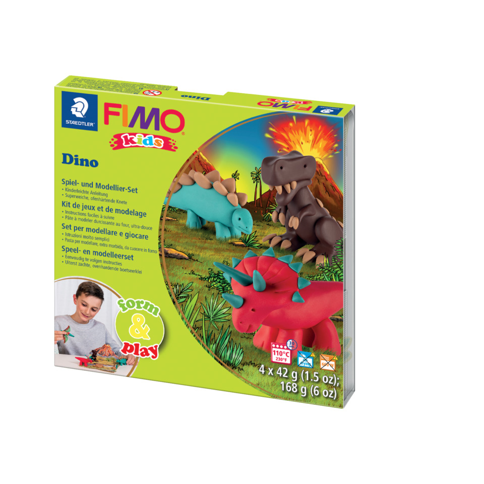 Modelliermasse FIMO® Kids Materialpackung Form & Play "Dino", 4 x 42 g 