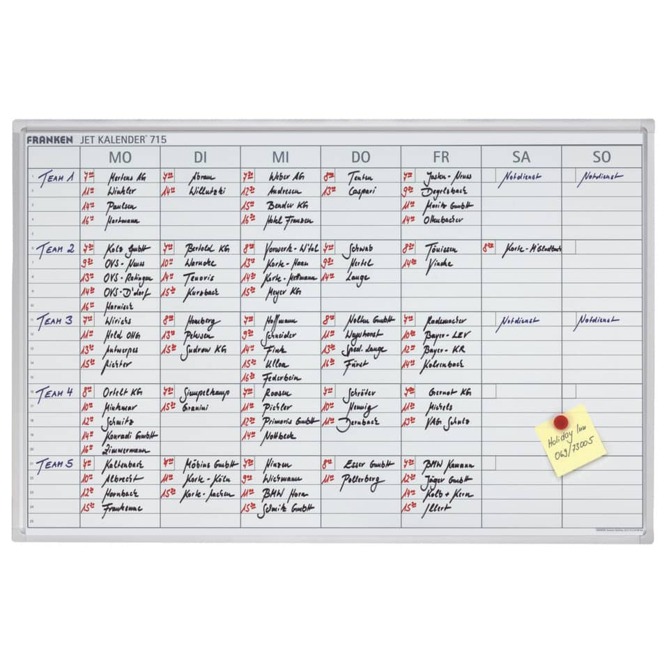 JetKalender 715, 25 Mitarbeiter, 7-Tage-Woche, 90 x 60 cm
