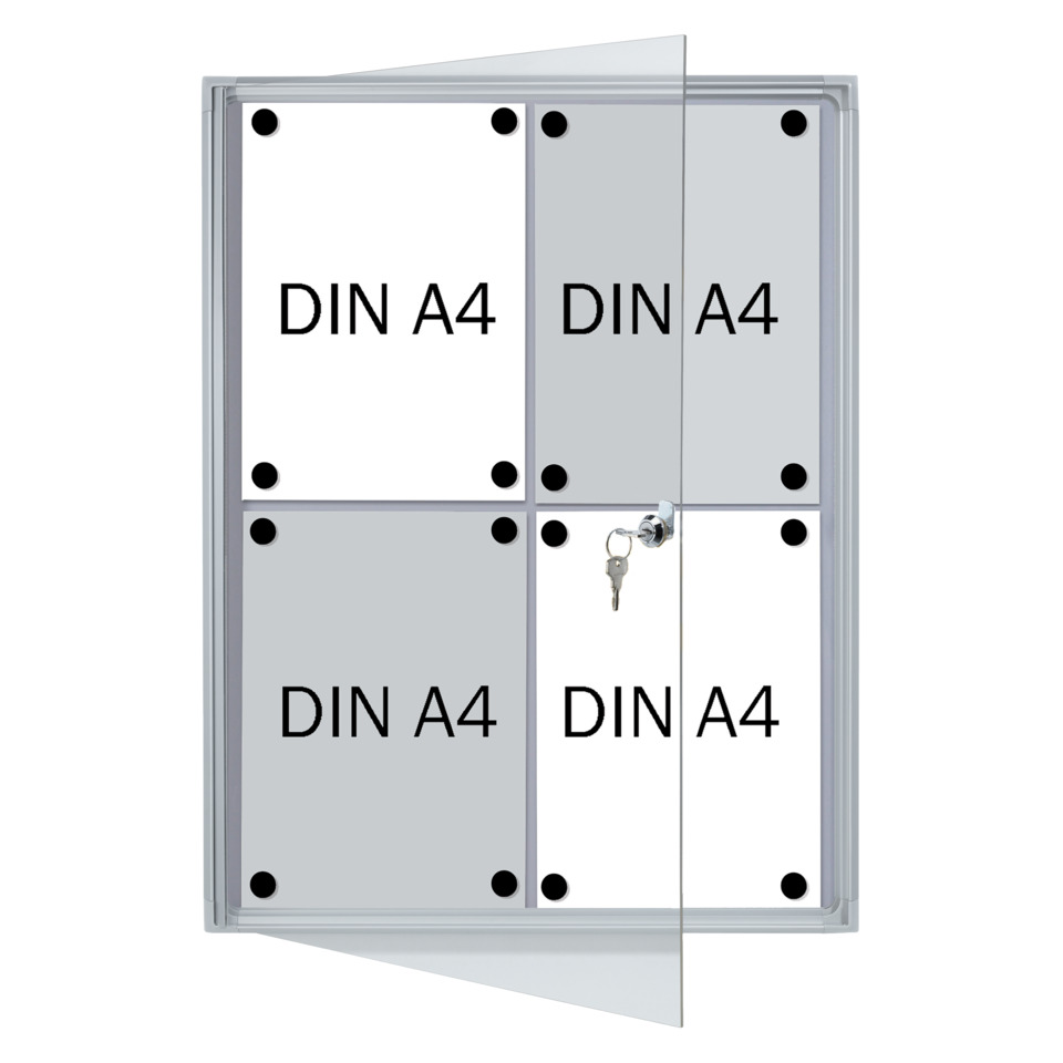 X-tra!Line® Schaukasten - 4x A4, 51 x 68 x 3 cm, weiß, magnethaftend