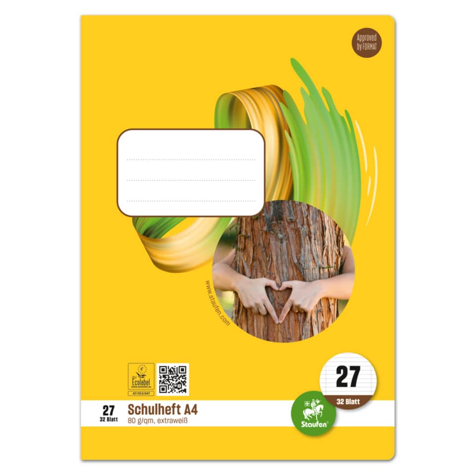Heft LIN27 - A4, 32 Blatt, 80 g/qm, liniert mit Randlinien