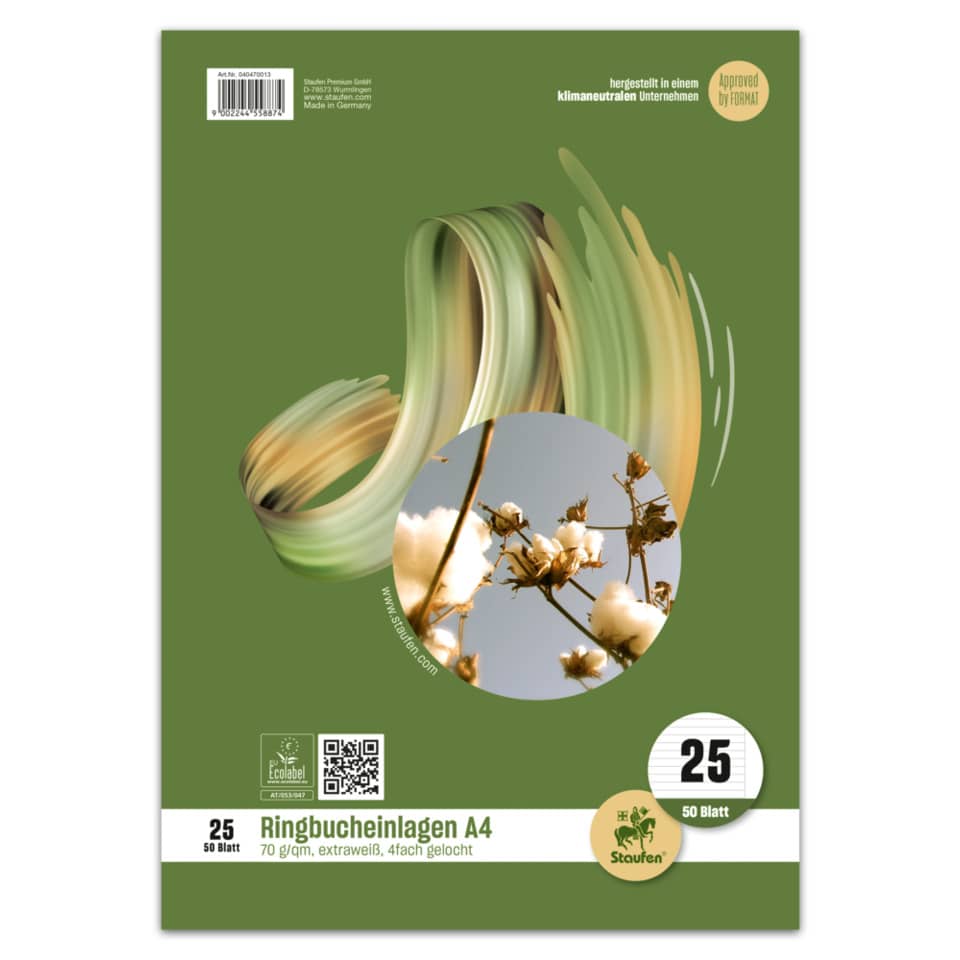 Ringbucheinlage - LIN25, A4, 50 Blatt, 70 g/qm, liniert mit Rand