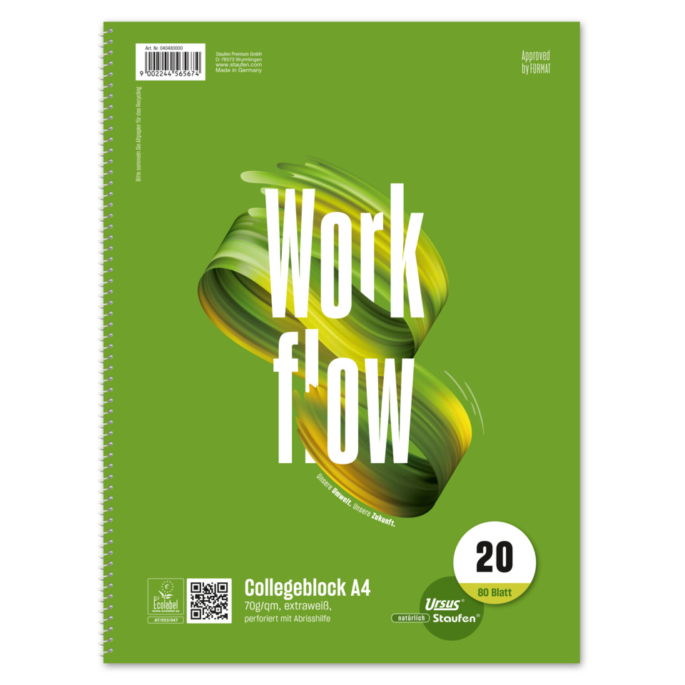 Collegeblock - A4, 80 Blatt, 70 g/qm, blanko
