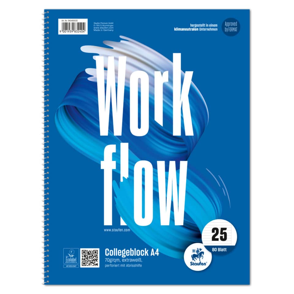 Collegeblock LIN25 - A4, 80 Blatt, 70 g/qm, 9 mm liniert mit Rand
