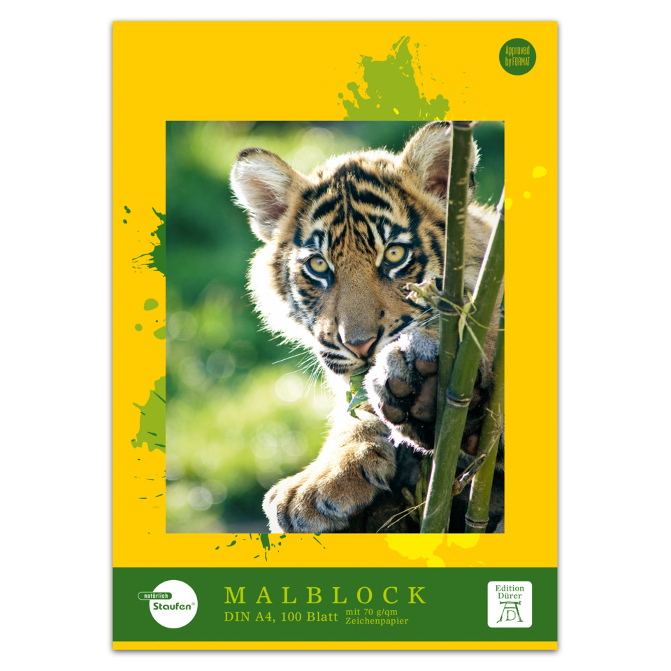Malblock geleimt - A4, 100 Blatt, 70 g/qm, sortiert