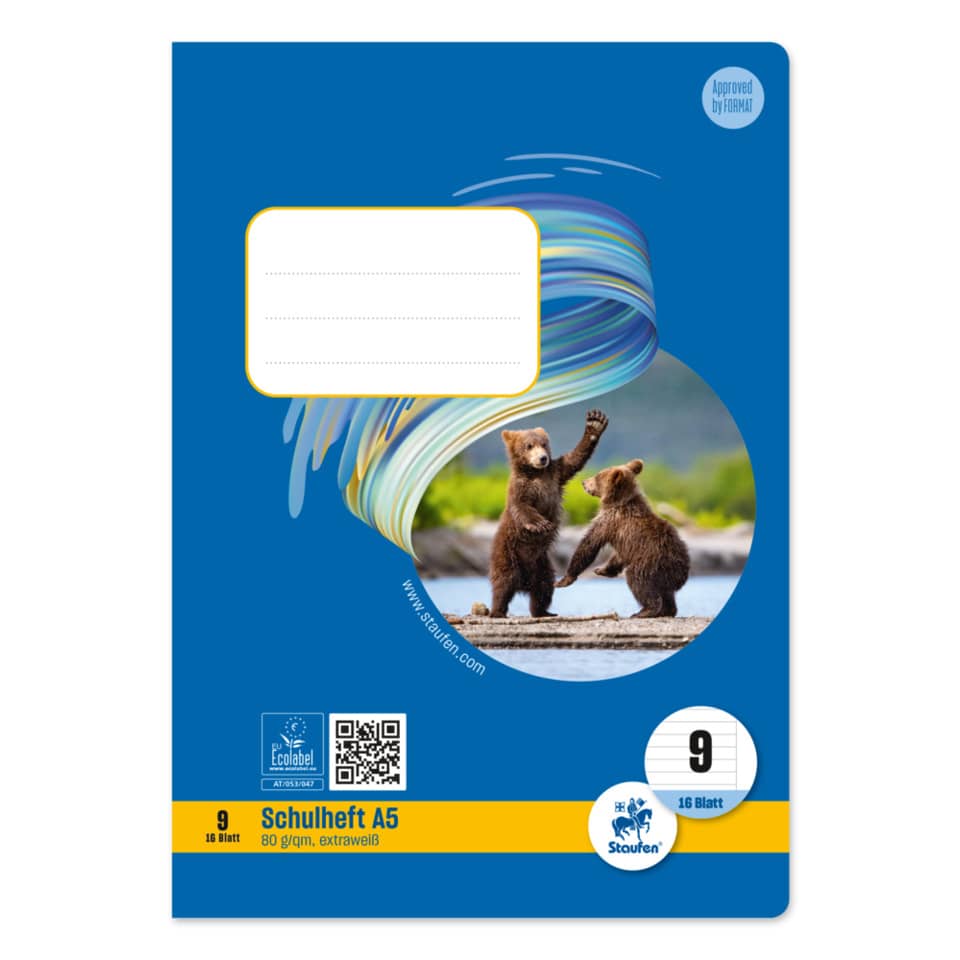 Heft LIN9 - A5, 16 Blatt, 80 g/qm, liniert mit Rand