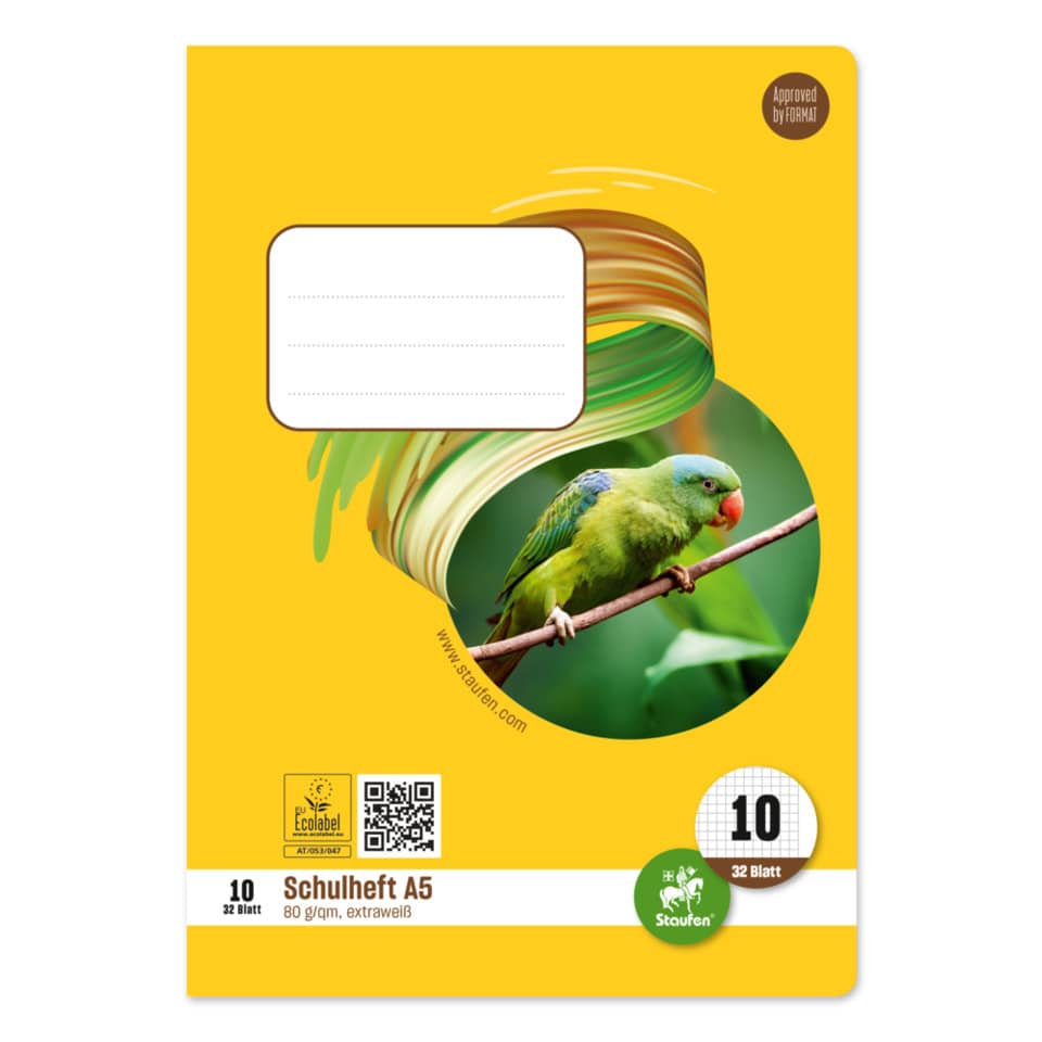 Heft LIN10 - A5, 32 Blatt, 80 g/qm, kariert mit Rand