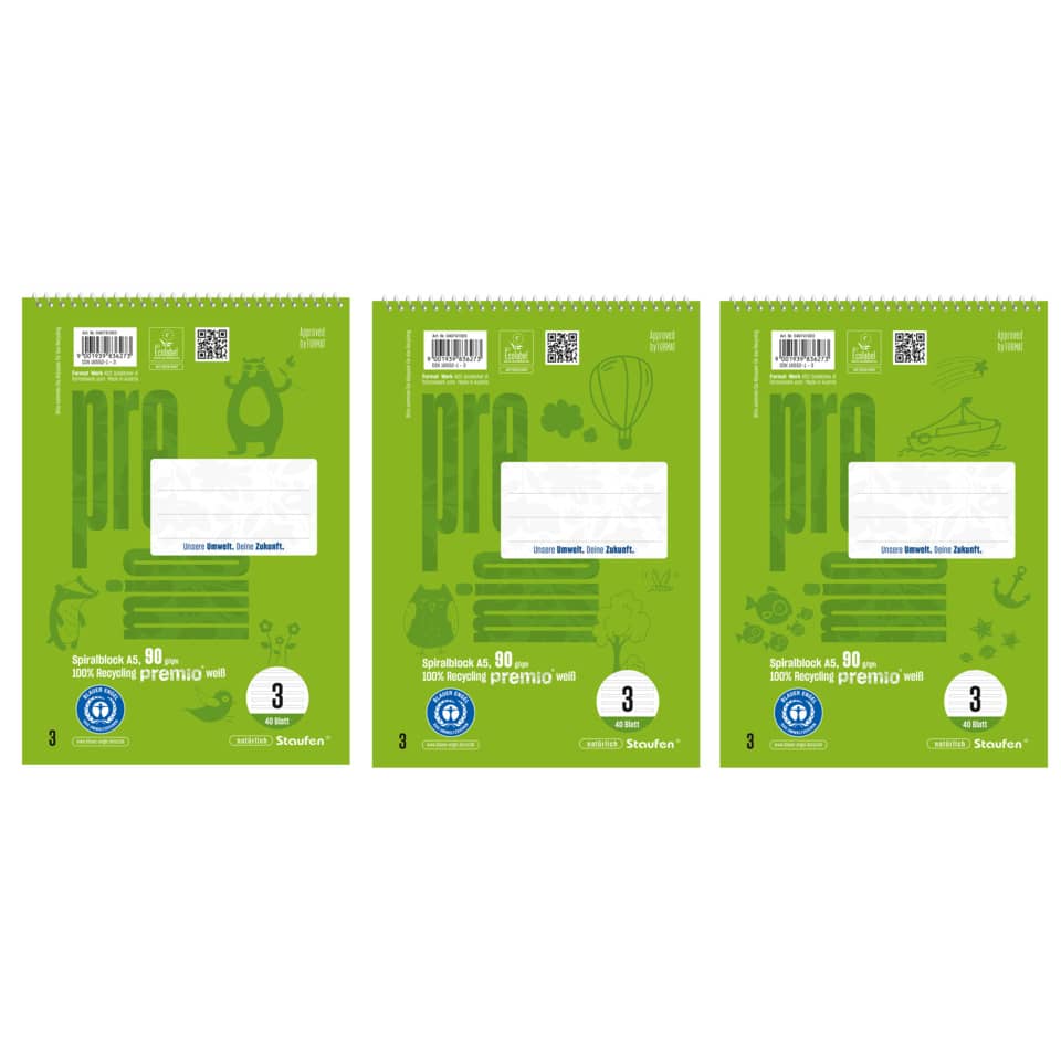 Spiralblock LIN 3 - A5, 40 Blatt, 14 Doppellinien, 90 g/qm