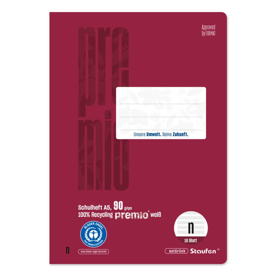 Notenheft LinN - A5, 16 Blatt, 12 Notensystem, bordeaux