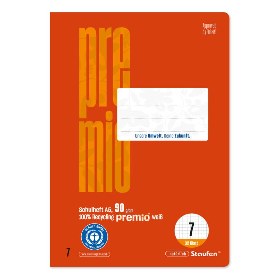 Heft LIN7 - A5, 32 Blatt, 7mm, kariert, rot