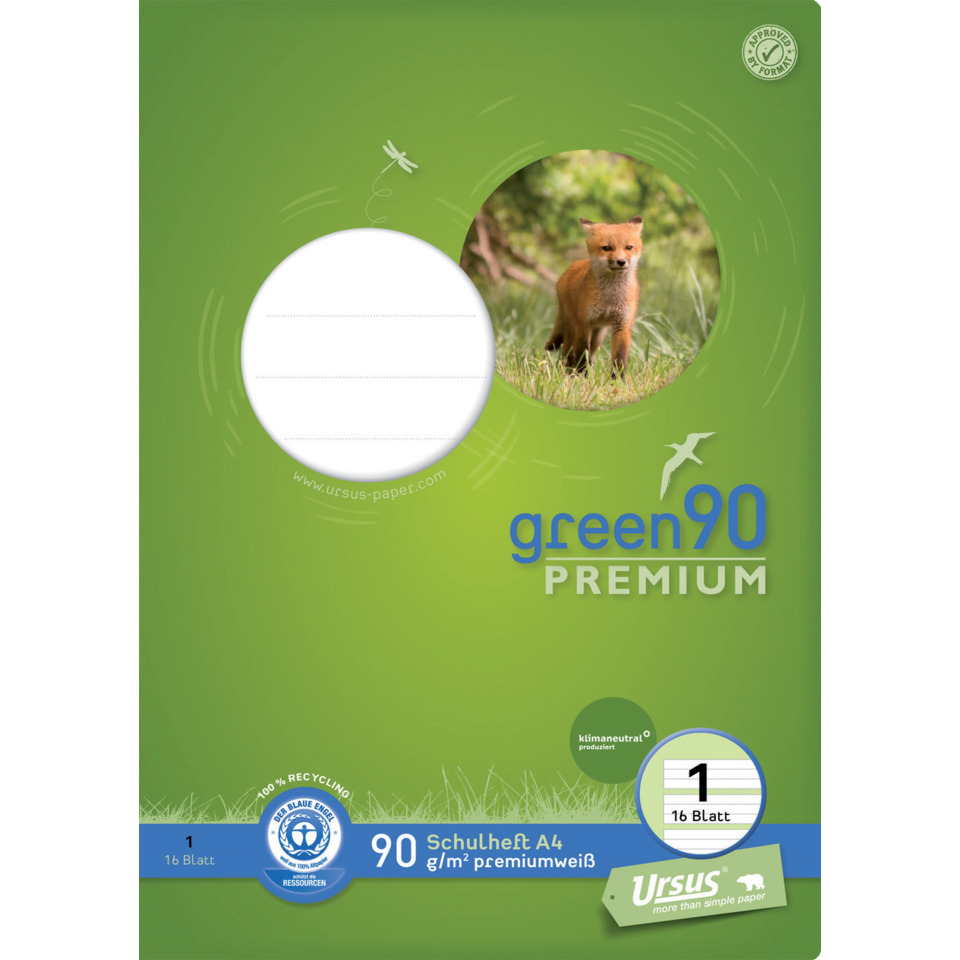 Heft LIN1 - A4, 16 Blatt, 90 g/qm, 5/5/5 mm liniert