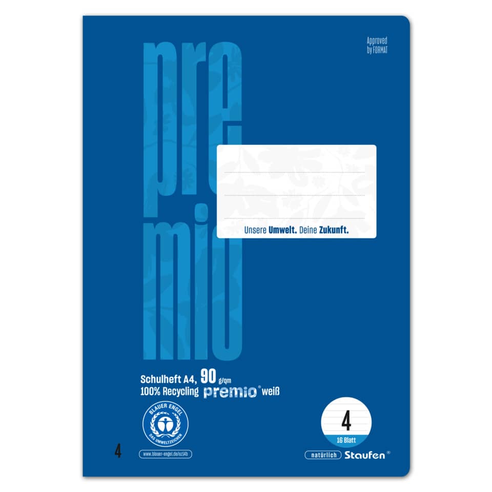 Heft LIN4 - A4, 16 Blatt, 90 g/qm, liniert