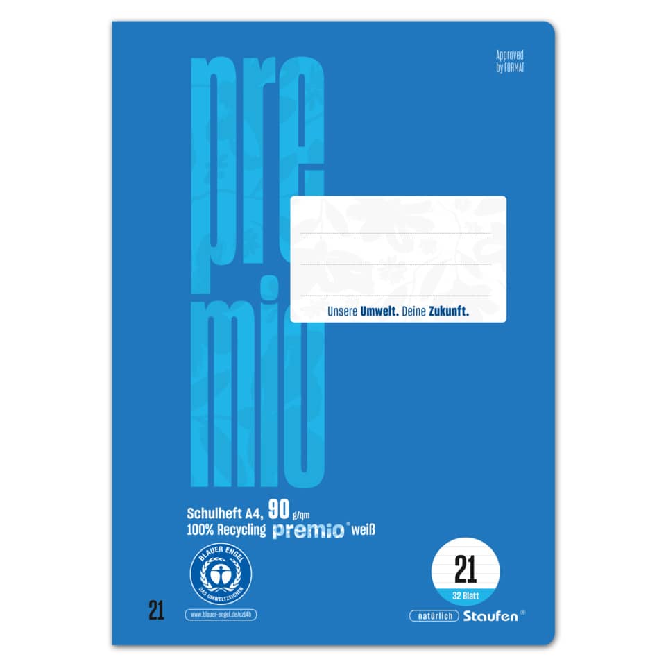 Heft - LIN21, A4, 32 Blatt, 90 g/qm, 9 mm liniert
