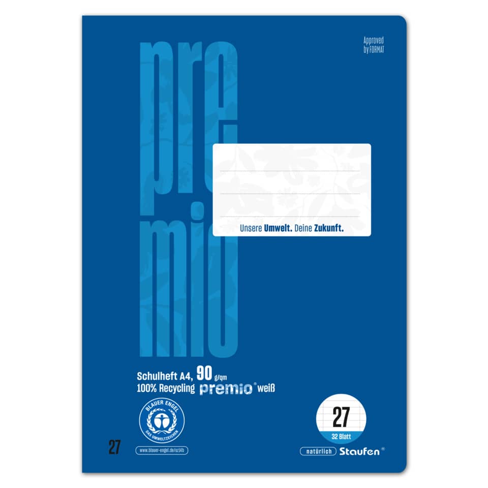 Heft LIN27 - A4, 32 Blatt, 90 g/qm, liniert mit Randlinien