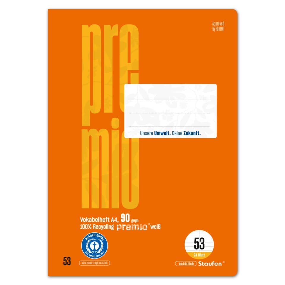 Vokabelheft LIN 53 - A4, 24 Blatt, orange