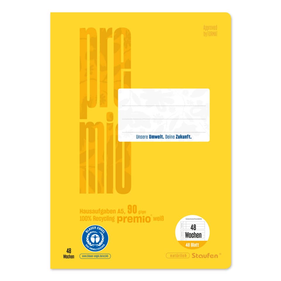 Hausaufgabenheft - A5, 48 Blatt, 90 g/qm, 48 Wochen