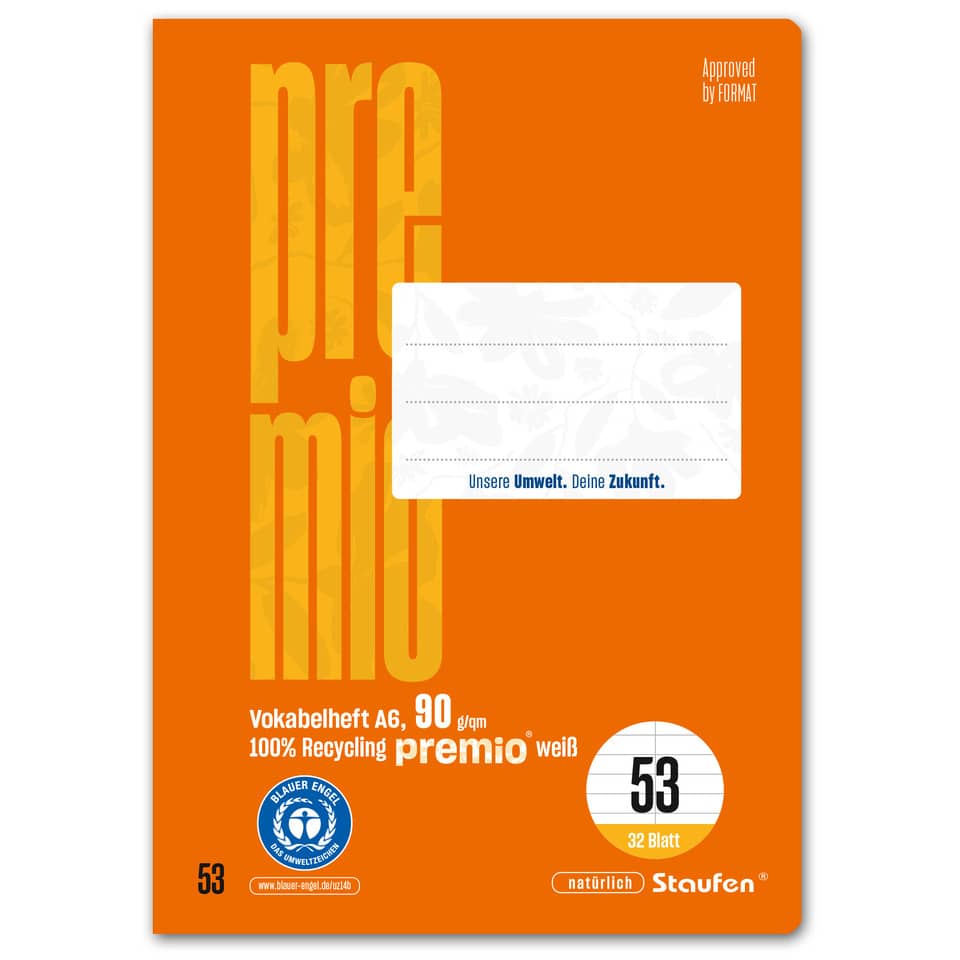 Vokabelheft LIN 53 - A6, 32 Blatt, orange