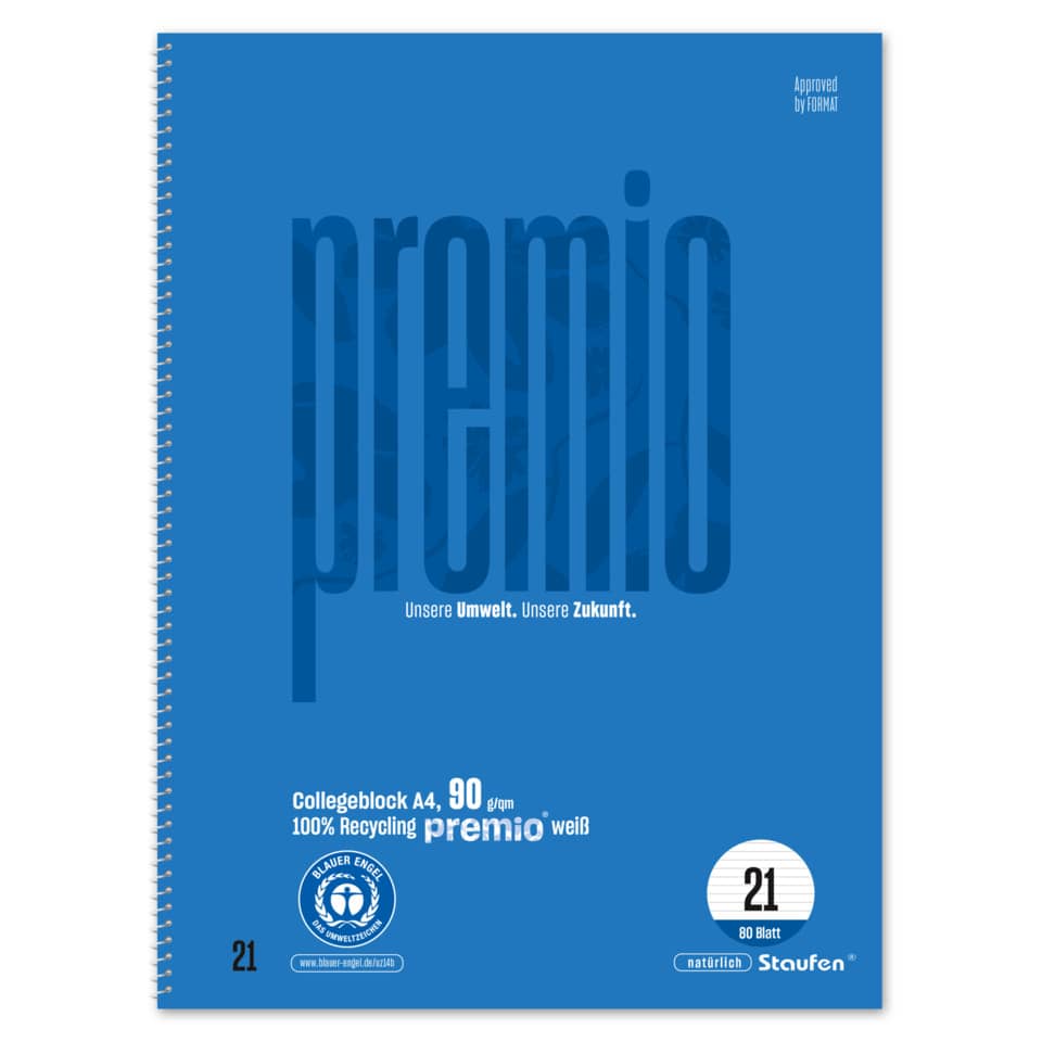Collegeblock LIN21 - A4, 80 Blatt, 90g/qm, liniert mit Rand innen