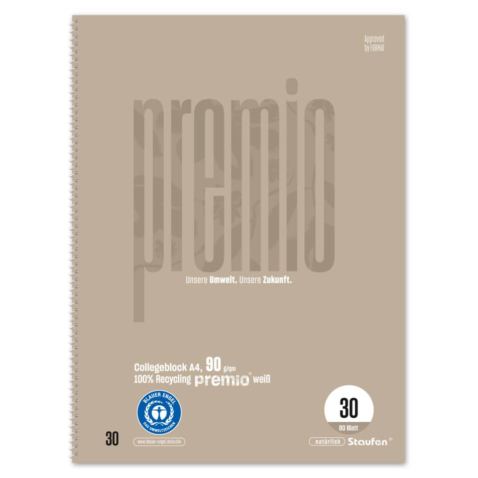Collegeblock LIN 30 - A4, 80 Blatt, blanco, 90 g/qm, sand