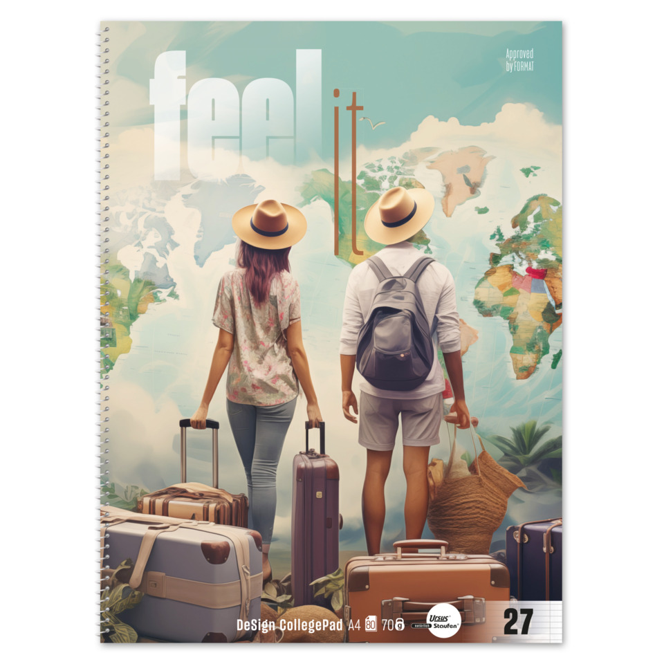Collegeblock Feel it, A4, 70g/m², 80 Blatt, Lin.27, liniert,  weiß