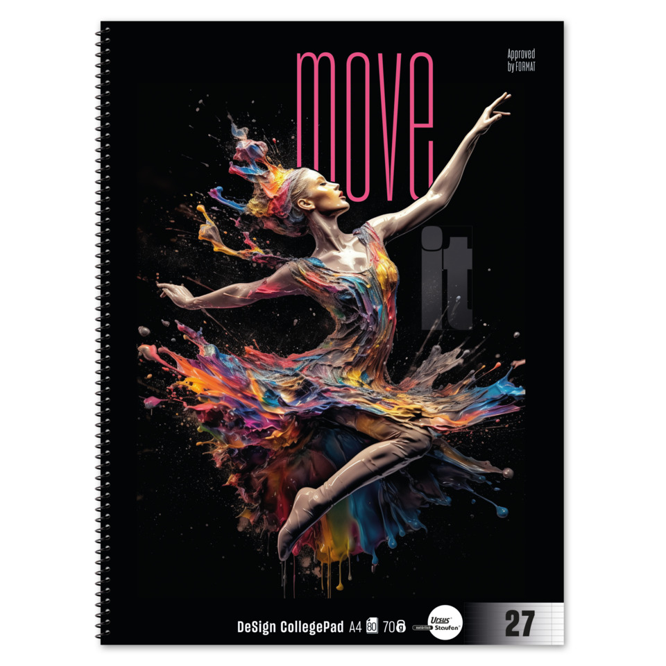 Collegeblock Move it, A4, 70g/m², 80 Blatt, Lin.27, liniert, weiß