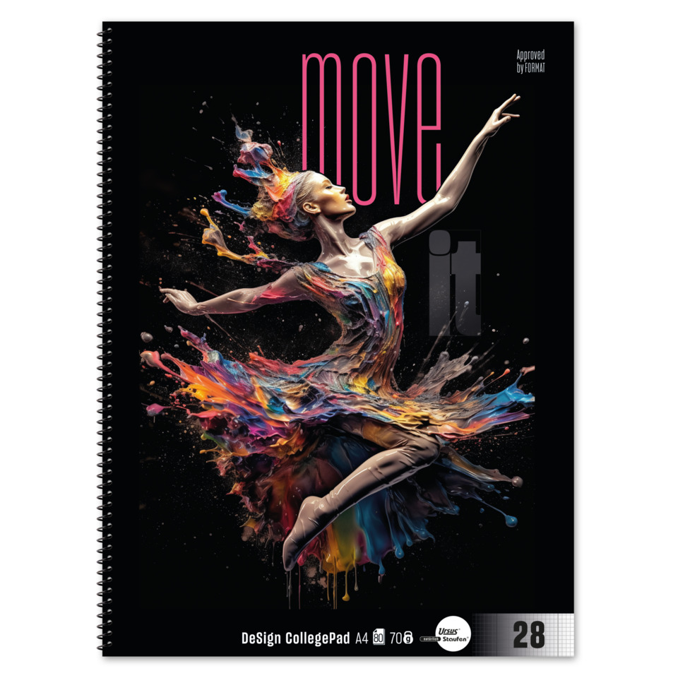 Collegeblock Move it, A4, 70g/m², 80 Blatt, Lin.28, kariert, weiß